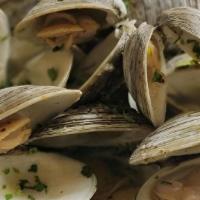 Clams Bianco · Little neck clams in a garlic & oregano white wine sauce.