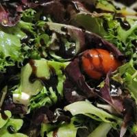 Insalata Di Casa (Small) · Mixed baby field greens with tomatoes, opnions and black olives in our house oil and red win...
