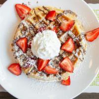 Whiskey Down Waffle · Popular. Almond streusel crumbles, Nutella, fresh strawberries and powdered sugar dusting.