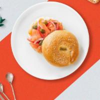 Nova Scotia Lox On Bagel · Toasted bagel with nova scotia lox and butter.