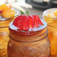 House Brewed Iced Tea · Unsweetened, strawberry, mango, peach, blueberry.