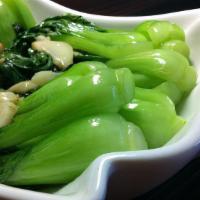 Sautéed Green Vegetable · Sautéed green shan hai bok choy with garlic.