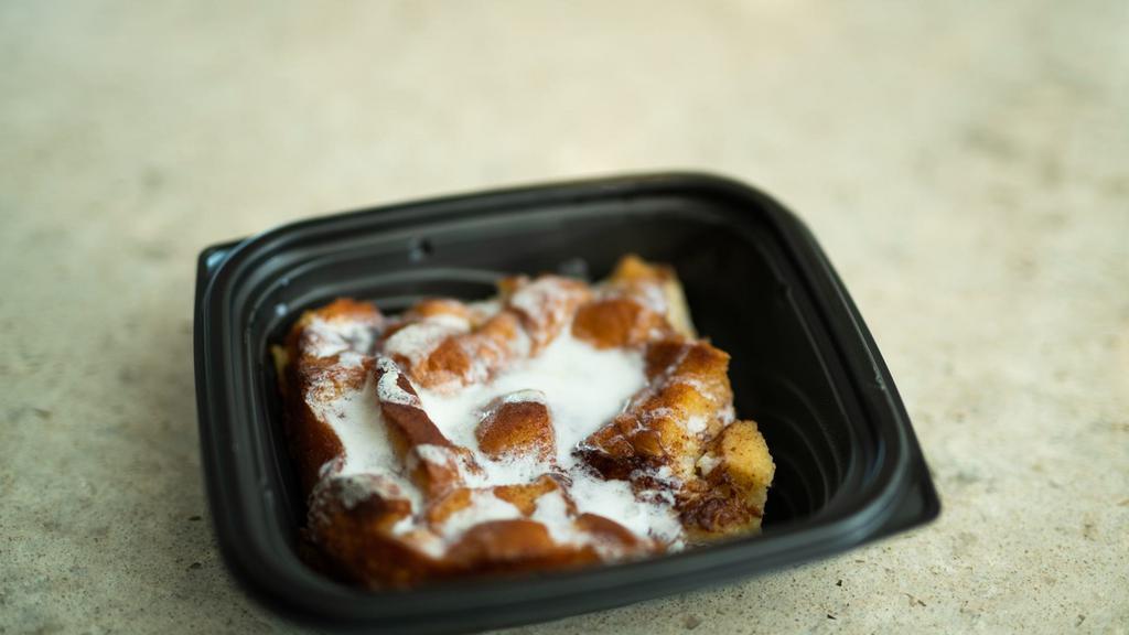Bread Pudding - Pan · Our signature bread pudding made with our freshly-made yeast rolls.  Topped with drizzle of icing.  Serves 15.