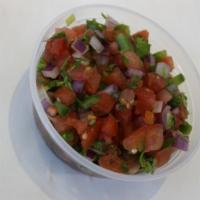 Pico De Gallo / Fresh Salsa · tomato ,peppers , onions , cilantro , lime and salt