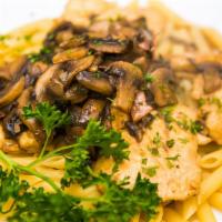 Chicken Marsala · sautéed with mushrooms and prosciutto finished in a marsala wine sauce.