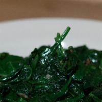 Spinach (Gf) · sautéed spinach garlic and oil