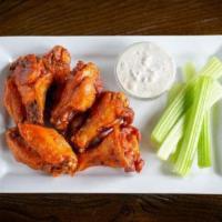 Ladder Company Hot Wings · crispy wings tossed in buffalo sauce. side of celery and bleu cheese