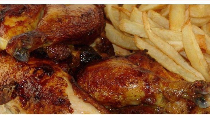 Pollo A La Brasa - Entero · Whole rotisserie chicken. Choose two sides: French fries or rice or yuca or salad.