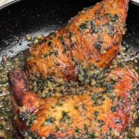 Chicken Persillade · Half Roast Chicken, Pan Sauce