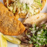 Combo #1 · Taco, Tostada & Empanada