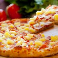 Hawaiian Pizza · Pineapple, ham, and mozzarella.