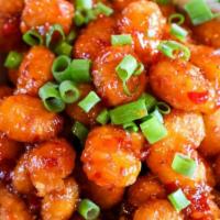 Popcorn Shrimp (20Pcs) · Cooked Small Shrimp w. Sweet Chili Sauce. Served w. Pickle and salad
