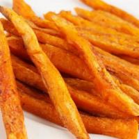 Sweet Potato Fries · Crispy Sweet Potato Fries with Sugar and Parsley. Served w. ketchup