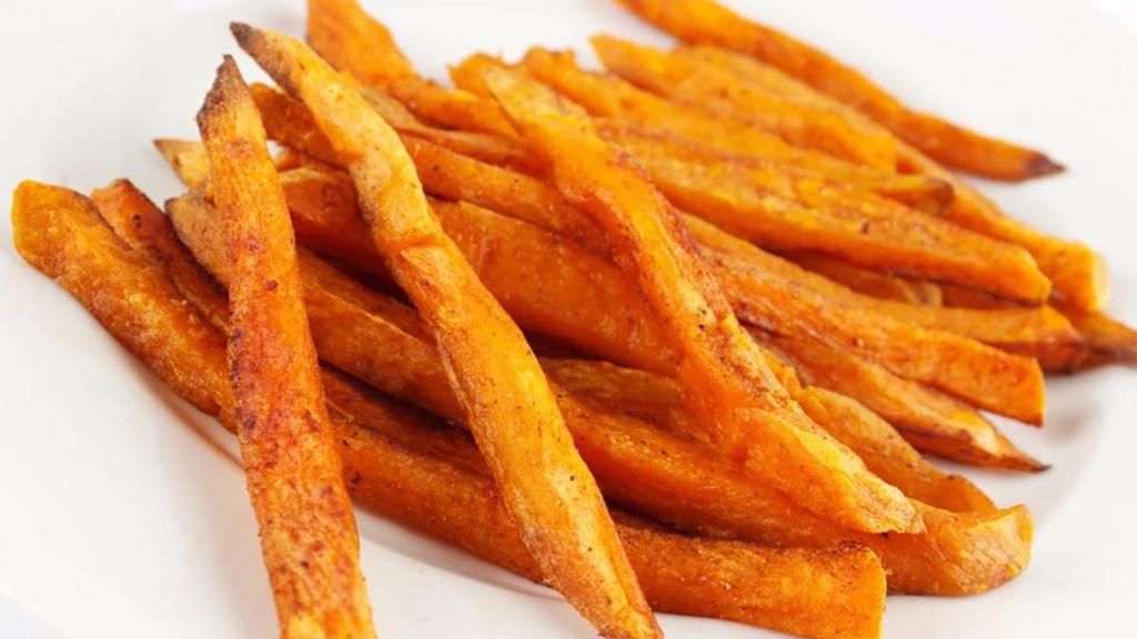 Sweet Potato Fries · Crispy Sweet Potato Fries with Sugar and Parsley. Served w. ketchup