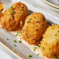 Cod Fritters · salt cod, potatoes, panko crusted, chorizo aioli