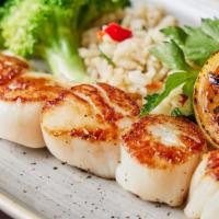 Simply Grilled Sea Scallops · choice of two sides