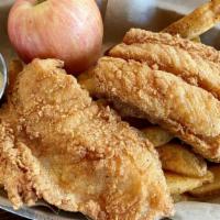 Kids' Fish & Chips · served with fresh fruit and choice of side