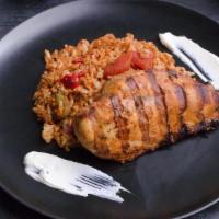 Mediterranean Chicken W/ Quinoa  · Tender grilled chicken breast seasoned with our homemade Mediterranean spice blend, served w...