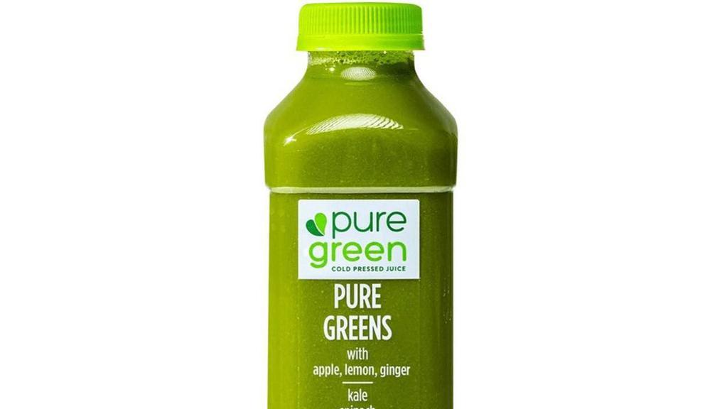 Pure Greens Alg · Pure greens alg, a.k.a the alg, is one of the most popular cold-pressed juices.

the base formula is an energizing mix of leafy greens mixed with apple, lemon and ginger. The apple adds a touch of sweet taste while the lemon and ginger provide for a well-balanced flavor.

when to drink to maximize performance benefits
with meals/snacks (vitamins a/d/e/k need fat to be fully absorbed)
performance function
immunity
health
key nutrients
potassium – a good source of potassium which has been linked to improved cardiovascular health, maintain a healthy bp, reducing stroke risk, and bone health (1).

vitamin a – for immune function, vision, and cell growth and communication (2).

vitamin c – for immune function, antioxidant, helps with collagen synthesis (3), also assists with iron absorption

vitamin k – for blood clotting function and bone metabolism (2).

iron (non-heme) – supports oxygen storage and delivery in RBC, muscle metabolism, healthy connective tissues, and cell function (2).