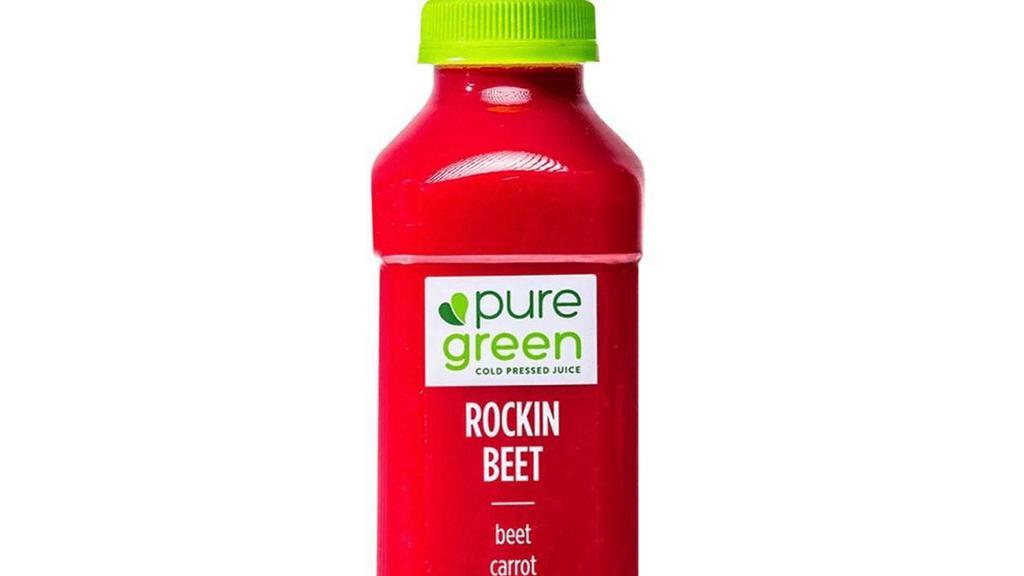 Rockin Beet · Pure green Rockin beet contains the active ingredient beet which has been found to aid in sports performance by increasing nitric oxide.

the flavor profile of the Rockin beet is not overpowering and surprisingly well balanced.

when to drink to maximize performance benefits
pre-exercise for performance benefits
post-exercise for recovery benefits
performance function
performance
recovery
key nutrients
dietary nitrates – improve endurance exercise performance, muscular power, and sprint performance (1), and also reduce exercise induced muscle damage (2). The nitrates in beetroot juice have also been shown to help reduce blood pressure (3).

potassium – a good source of potassium which has been linked to improved cardiovascular health, maintain a healthy bp, reducing stroke risk, and bone health (4).

vitamin a – for immune function, vision, and cell growth and communication (5).

vitamin c – for immune function, antioxidant, helps with collagen synthesis (6), also assists with iron absorption.

iron (non-heme) – supports oxygen storage and delivery in RBC, muscle metabolism, healthy connective tissues, and cell function (5).