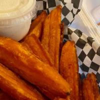 Sweet Potato Wedges · With ranch dressing.