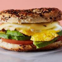 The Boca · Two Fried Eggs, Cheddar, Tomato & Avocado on a Wood-Fired Bagel