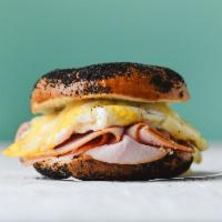 Ham, Egg & Cheese · Smoked Ham, Two Fried Eggs & Cheddar on a Wood-Fired Bagel.