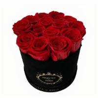Suede Black Medium Round · Suede Black Round Box with 13-15 Preserved Roses