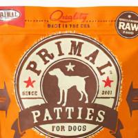Primal Raw Frozen Patties Beef Formula Dog Food, 6-Lb · 6lb Canine Beef Formula Patties Complete Frozen Diet