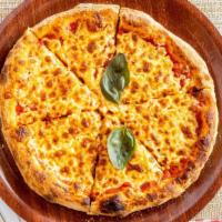 Large Margarita Caprese Pizza · Fresh mozzarella, fresh basil & tomato sauce.