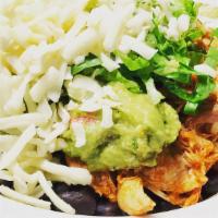 Shrimp Burrito Bowl · No tortilla. Includes rice, black beans, guacamole, sour cream, cheese and lettuce, served w...