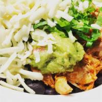 Vegetarian Burrito Bowl · No tortilla. Includes rice, black beans, guacamole, sour cream, cheese and lettuce. Served w...