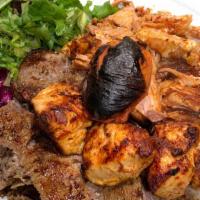 Mix Grill · Lamb gyro, chicken gyro, chicken shish kebab, lamb Adana and lamb chops. Served with rice an...