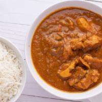 Chicken Curry · Gluten Sensitive. Home style Indian chicken curry, ginger, garlic, curry powder, cinnamon.