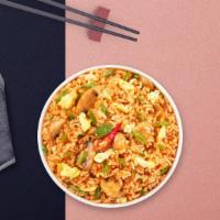 Tom Yum Come Together Fried Rice · Stir-fried rice with onion and chilli in vegan Thai Tom Yum sauce.