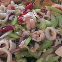 Seafood Salad · Shrimp calamari celery & red onion in a lemon vinaigrette