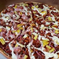Hawaiian Pizza · Pomodoro sauce, mozzarella, ham and pineapple.