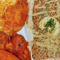 Salmon Platter · Comes over yellow rice.