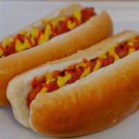 Hot Dog · All-beef kosher hot dog topped with your choice of ketchup, mustard, spicy mustard, relish a...