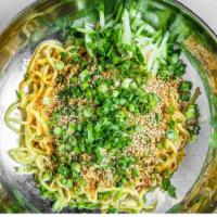 Chilled Sesame Noodle · Vegan! Classically prepared w/ cucumber, scallions and chili oil.. Contains gluten. Cannot b...