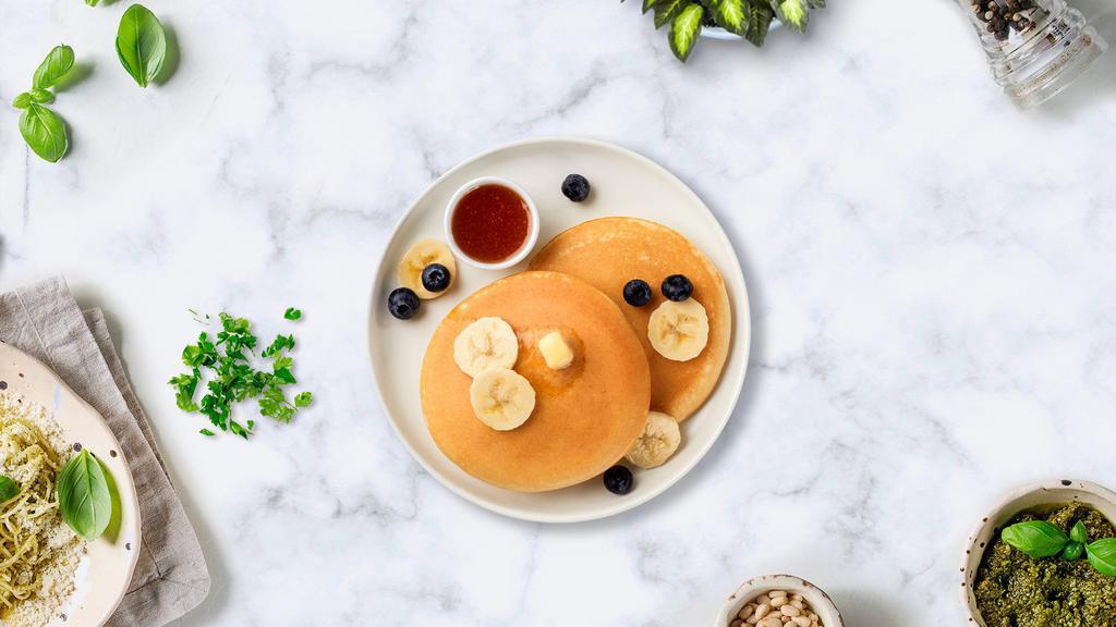 Berry Star Pancakes · Buttermilk pancakes with blueberries, strawberries, and banana.