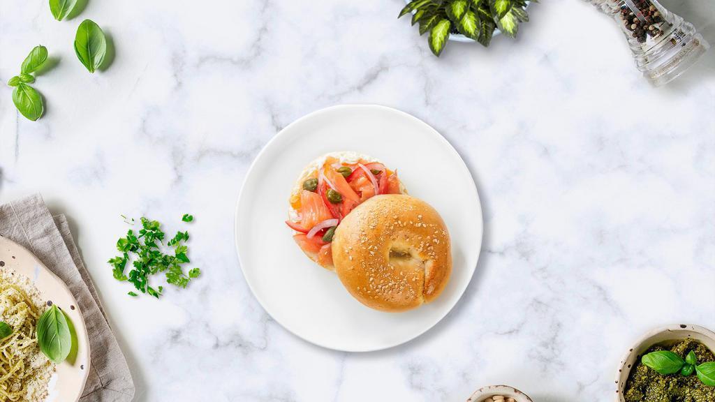 Nova Scotia Lox & Bagel · Toasted bagel with nova scotia lox and butter.