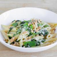 Pasta Verde · Penne Pasta, Baby Spinach, Castelvetrano Olives, Garlic, Herbs, Pine Nuts, Olive Oil & Parme...