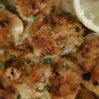 Baked Clams · Eight pieces.