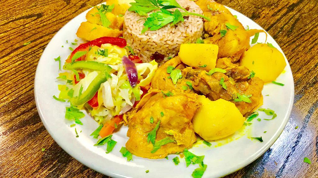 Curry Chicken Wed-Fri · Delicious falling off the bone chicken marinated in curry seasoning along with other spices that create amazing flavor. Served with festival and up to 2 sides.