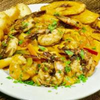 Rasta Pasta Shrimp · Best described as a Alfredo sauce with delicious sautéed shrimp.