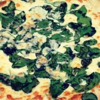 White Pizza With Spinach · With spinach.