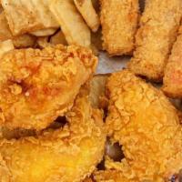 Combo#8 3 Pc Chicken Wing & 4 Pc Fried Crab Sticks & Home Fries Potatoes  · 3 pc Chicken wing & 4 pc Fried Crab Sticks & Home Fries potatoes