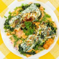 Chicken Saltimbocca · Served with chicken breast, prosciutto, spinach, and mozzarella.