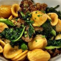 Orecchiette Classico · Housemade sausage, broccoli rabe, and crushed red pepper.